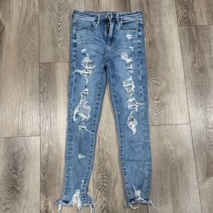 American Eagle Outfitters Light Blue Distressed Skinny Jeans